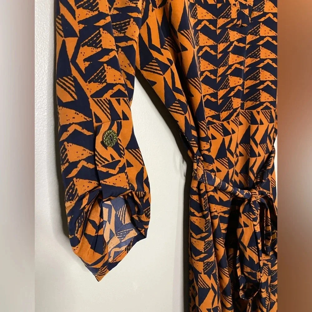 Vintage Madelynn womens dress navy orange size tag missing VTG small or medium - Picture 4 of 11